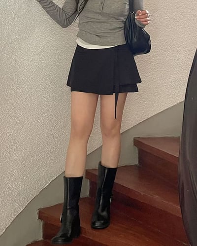不規則層次西裝短褲裙（附綁帶）7