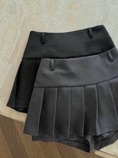 半拼接百摺辣款迷你短褲裙7