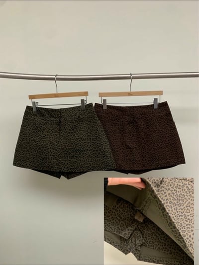 低腰豹紋牛仔短褲裙9
