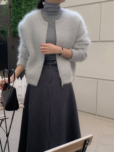 圓領馬海毛雙向拉鍊外套6