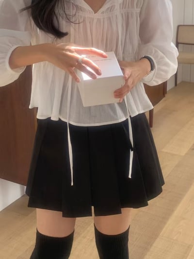 liter家蝴蝶結造型百褶短褲裙4