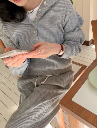 半排扣連帽上衣+長褲SET5