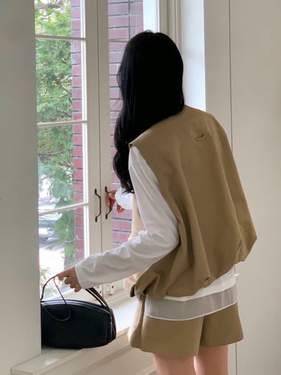 雙口袋拉鍊背心＋工裝風側百摺短褲裙4