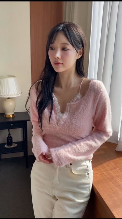 蕾絲背心毛款假兩件上衣2