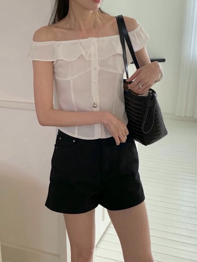 波浪平領排扣襯衫3
