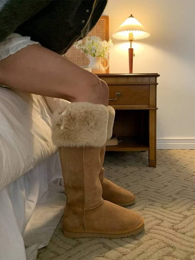 🇰🇷超夯！絨毛鈕釦長雪靴（跟2.3)9