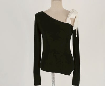 斜肩雪紡綁帶上衣20