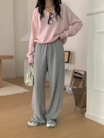 排釦腰頭設計休閒棉褲5