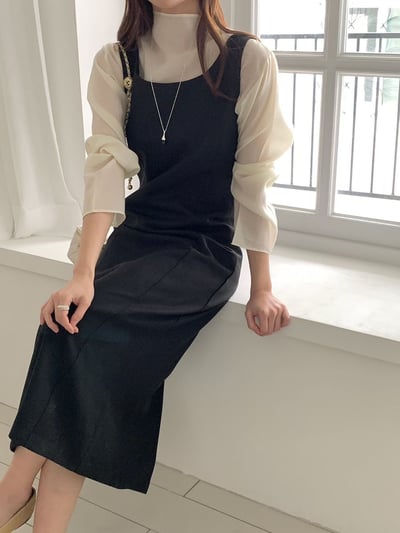 方領壓線西裝後開衩背心長洋4