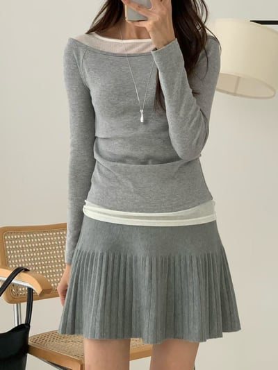 假兩件拼接造型上衣4