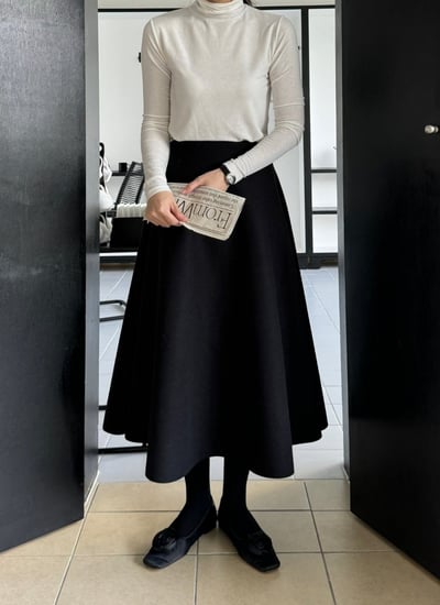 磨毛後鬆緊傘擺長裙3