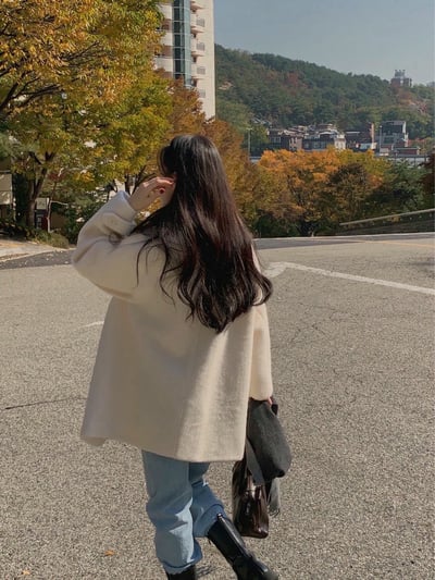 可高領毛流中長版大衣（羊毛100％）12