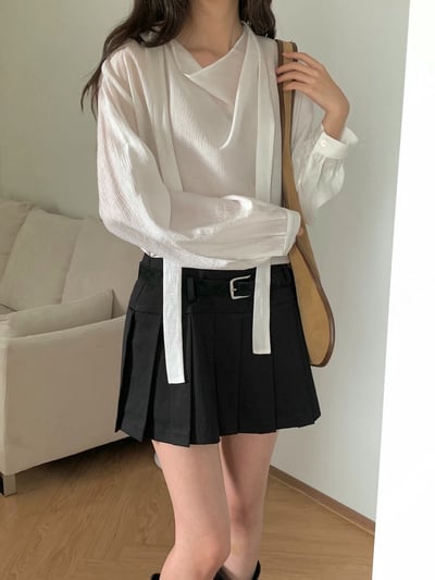 百摺雙層造型西裝短褲裙7