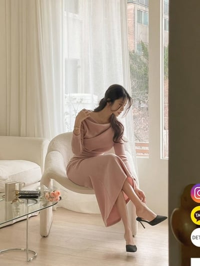 磨毛垂墜領合身彈長洋3