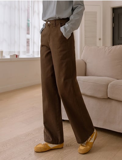 四季百搭款｜中高腰挺棉修身寬褲9