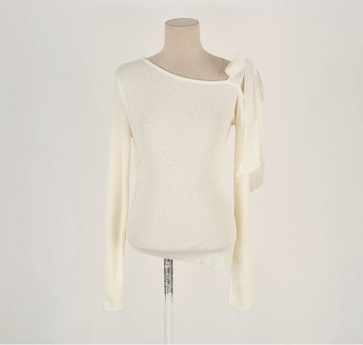 斜肩雪紡綁帶上衣19