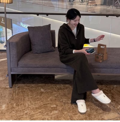 雙向拉鍊針織連帽外套+長褲SET5