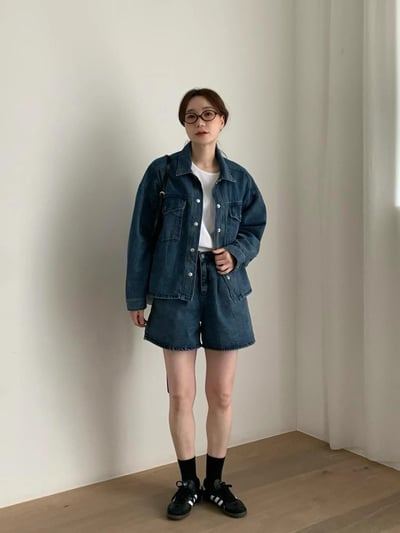 文青牛仔外套+短褲SET6
