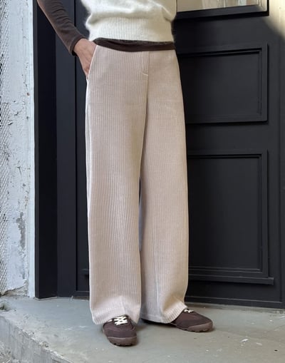 天鵝絨坑紋直筒落地褲3