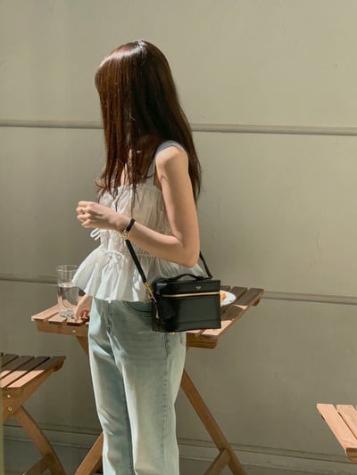 前綁結鬆緊傘擺小背心6