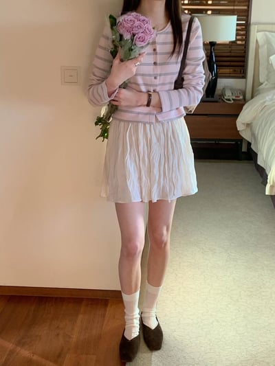 文青條紋鈕扣上衣2