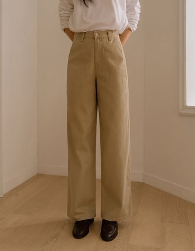 四季百搭款｜中高腰挺棉修身寬褲15