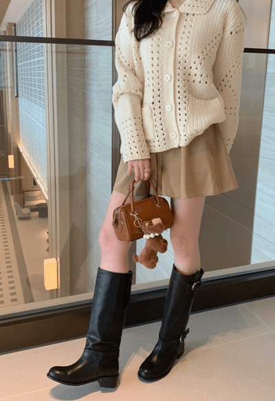 翻領洞洞針織排釦外10