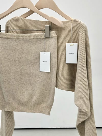 平口背心＋船領坑紋短版針織衫SET10