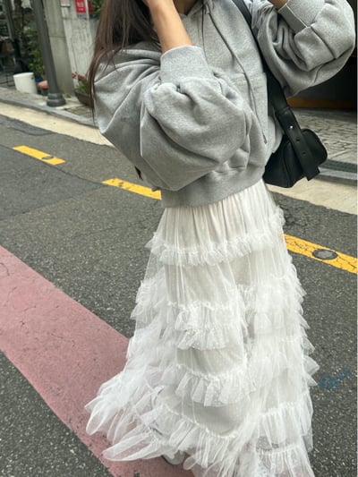 點點網紗蛋糕鬆緊長裙2