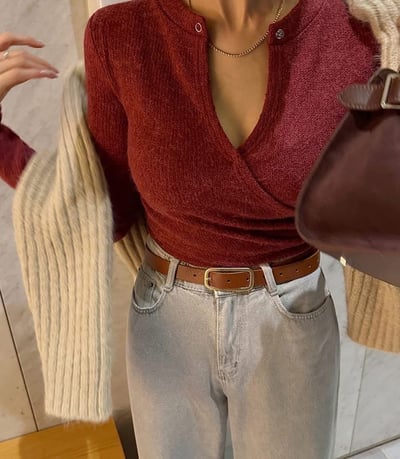 性感交叉鏤空長袖針織衣8