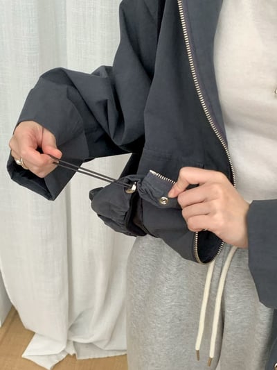 抽繩連帽口袋風衣夾克4