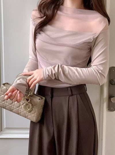 拼接歐跟網紗薄款Ｔ7