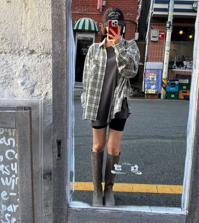 圓頭平底麂皮膝下平底靴8