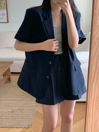 短袖棉麻西裝外套6