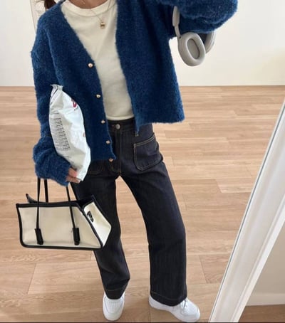 Ｖ領毛圈感金釦軟糯針織衣3