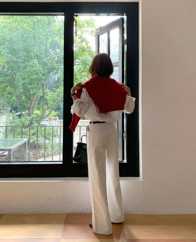 高腰顯瘦白色微寬牛仔褲4