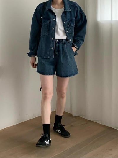 文青牛仔外套+短褲SET4