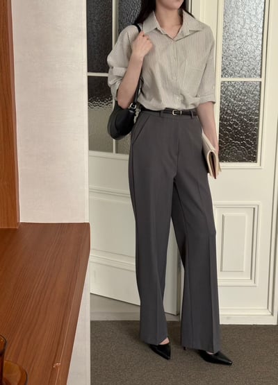 高腰春季薄款直筒西裝褲5