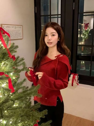 單肩綁結翻領金釦開衩針織衣14