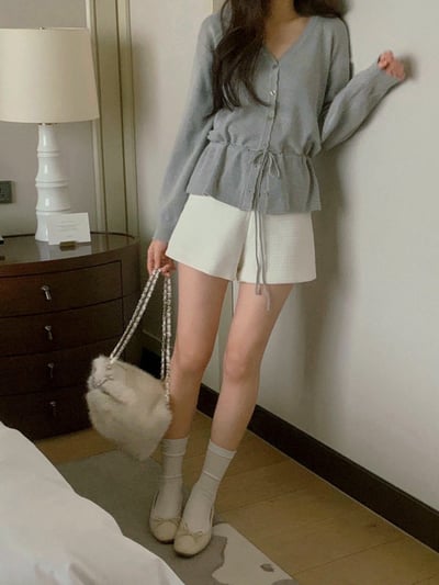 兩穿抽繩鬆緊縮腰針織小外套4