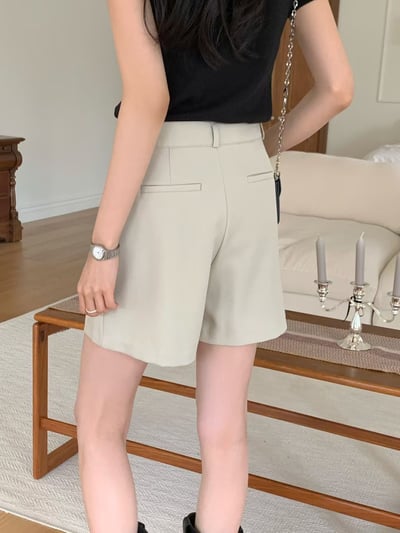 前打褶造型百搭三分西裝短褲9