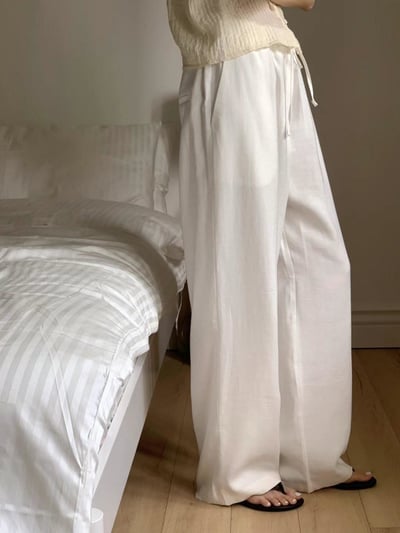 休閒寬鬆鬆緊長褲2