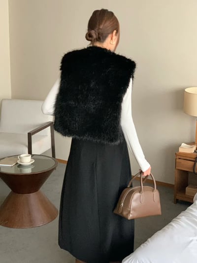 水貂毛短版背心5