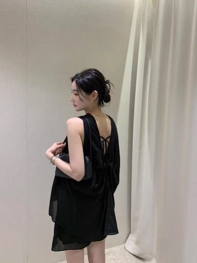 後綁結背心+抽繩鬆緊短褲SET9
