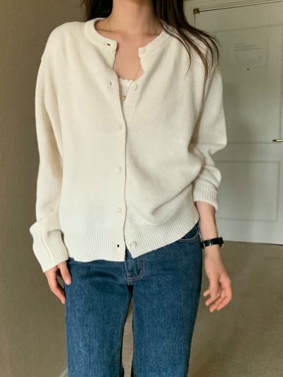 排釦圓領針織罩衫＋螺紋抽繩針織短褲SET(可拆買）8