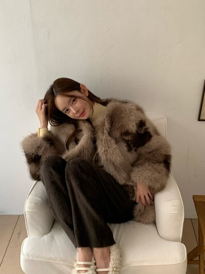 不規則色塊豹紋感毛毛外套8