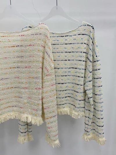 配色織紋流蘇滾邊薄款針織衣14