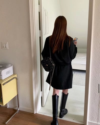 雙口袋磨毛夾克＋鬆緊磨毛短褲裙SET7