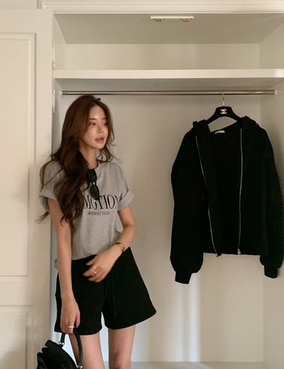 內刷毛連帽寬鬆外套＋短褲SET7