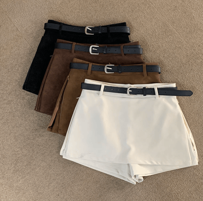 低腰辣款麂皮短褲裙（附皮帶）18